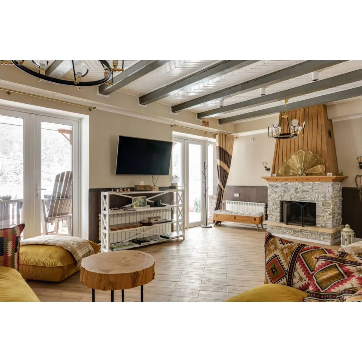 Industrial Steel and Wood TV Stand